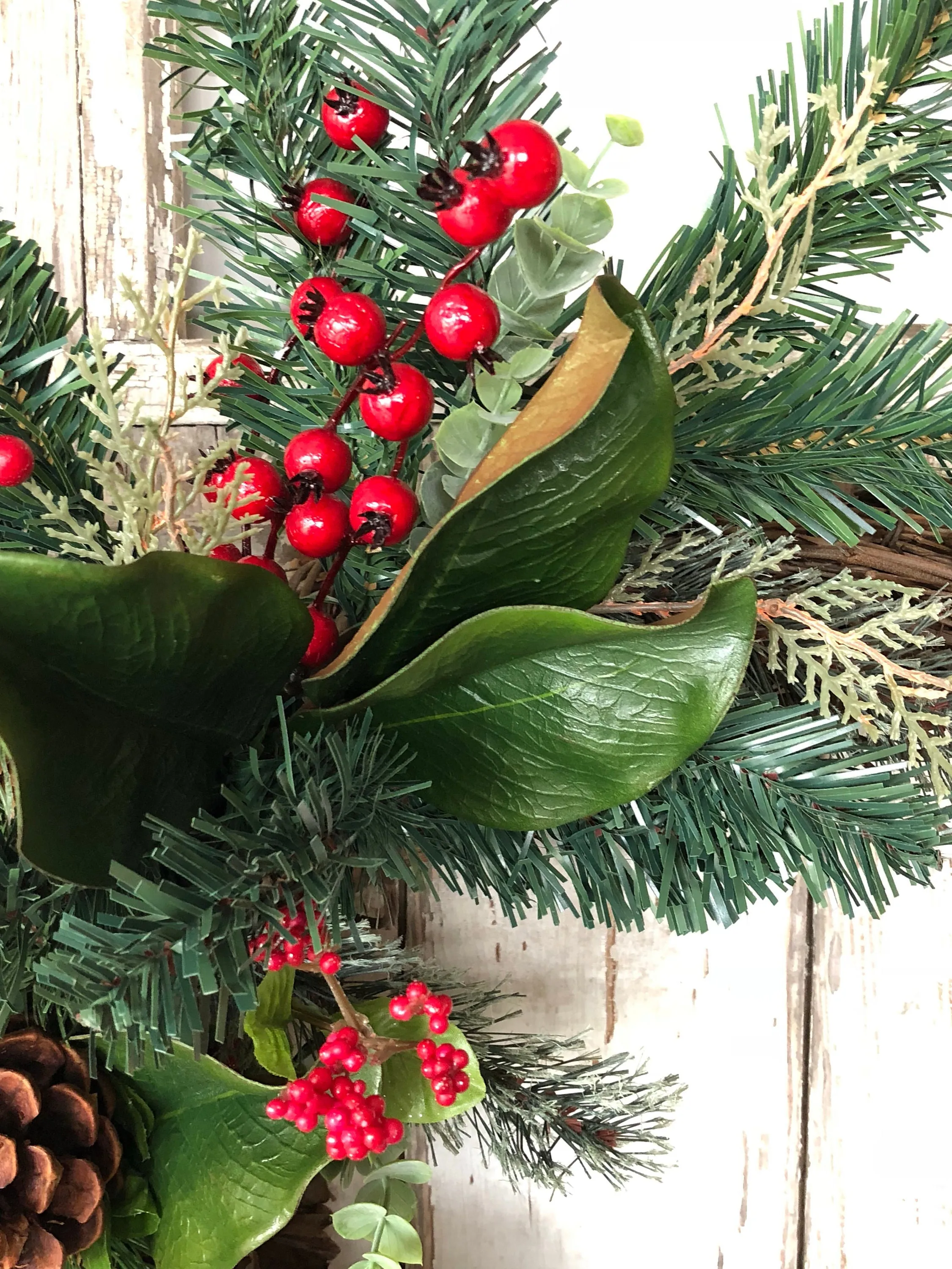 Christmas Berry and Pinecone Front Door Wreath