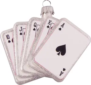 Christmas By Krebs Blown Glass  Collectible Tree Ornaments  (3.5" Royal Flush Playing Cards)