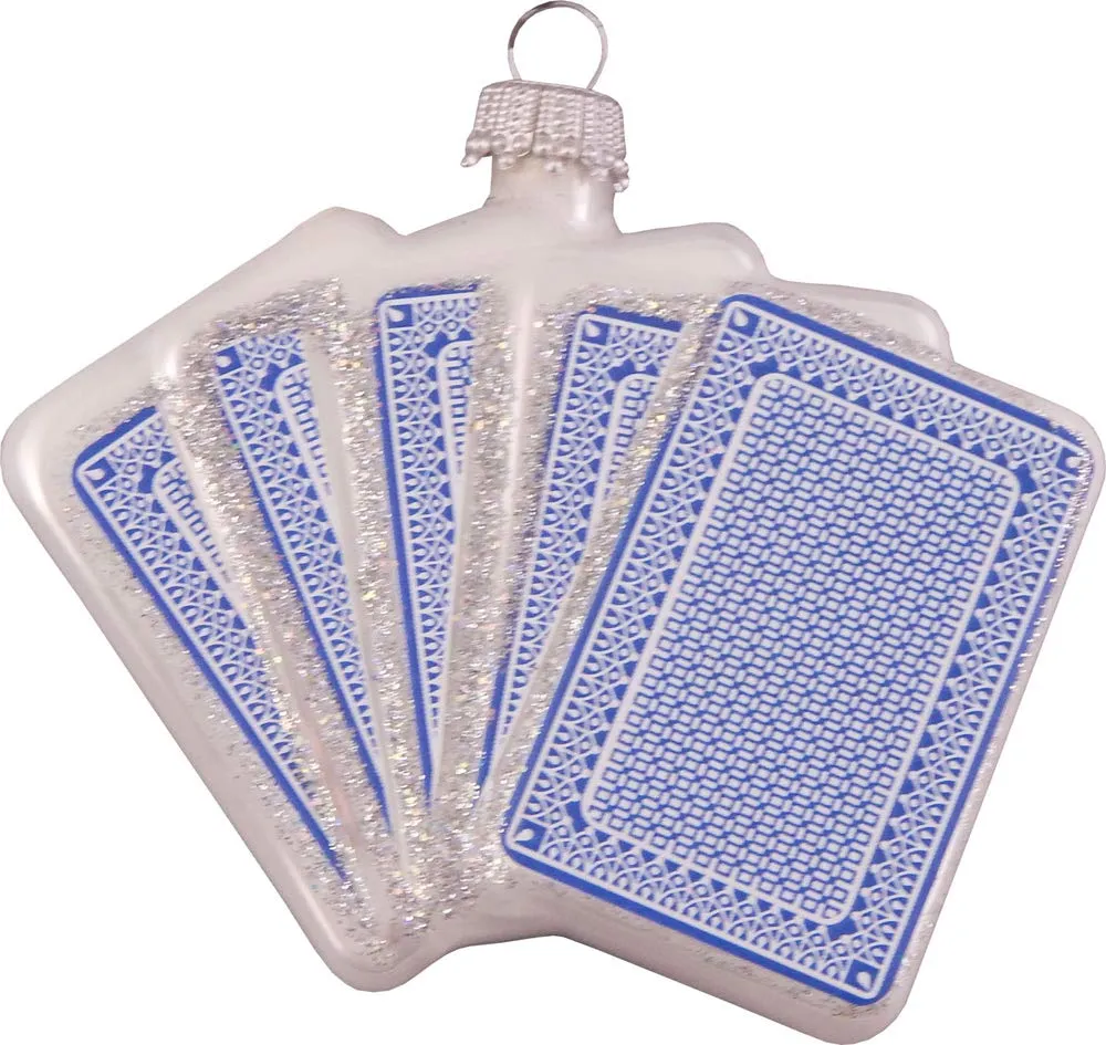 Christmas By Krebs Blown Glass  Collectible Tree Ornaments  (3.5" Royal Flush Playing Cards)