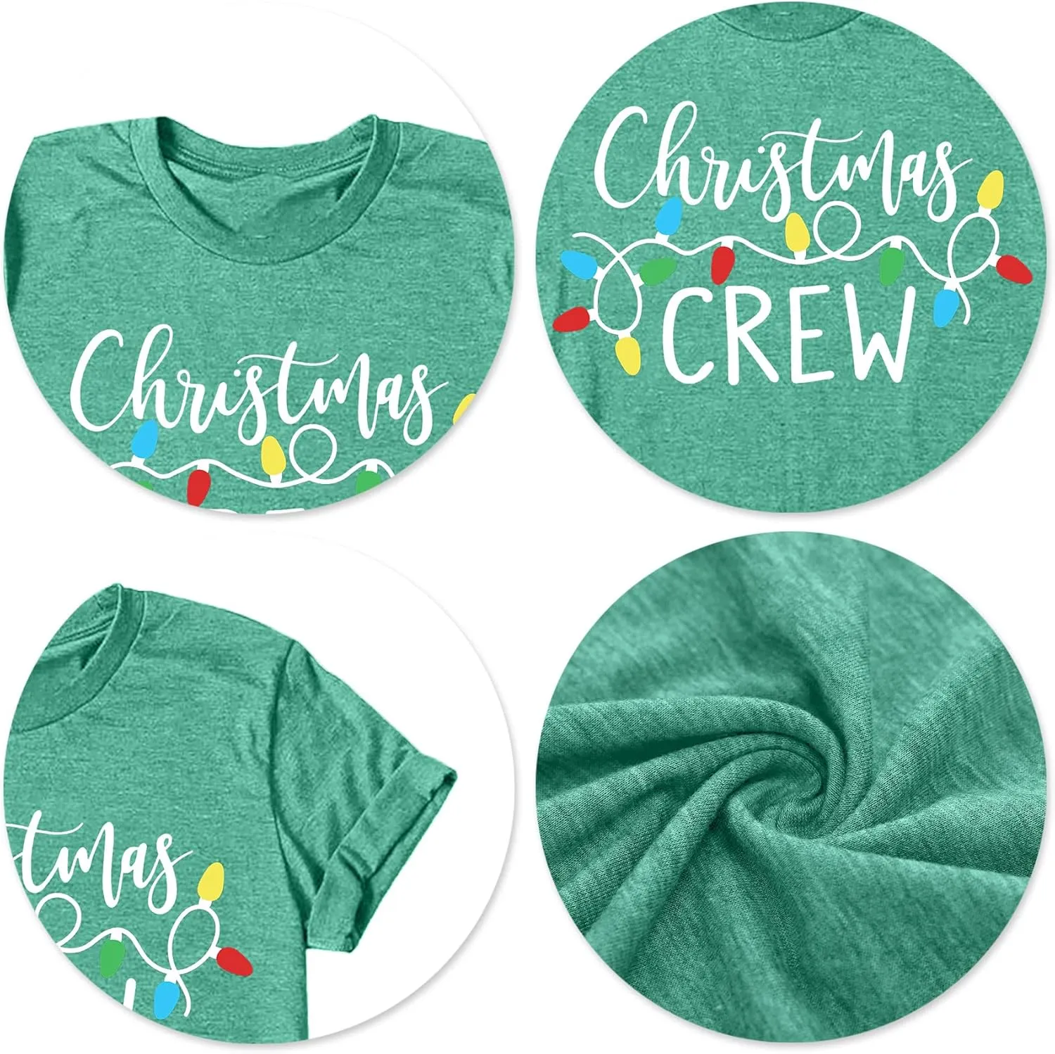 Christmas Crew Shirts for Women Xmas Shirt Top Short Sleeve Christmas Lights Print Graphic T Shirt Holiday Tees