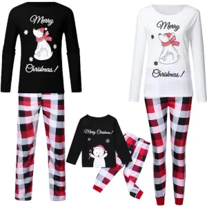 Christmas Pajamas Matching Family Pyjamas   Bear Parent-Child Wear Printed Long-Sleeved Plaid Pajamas Set