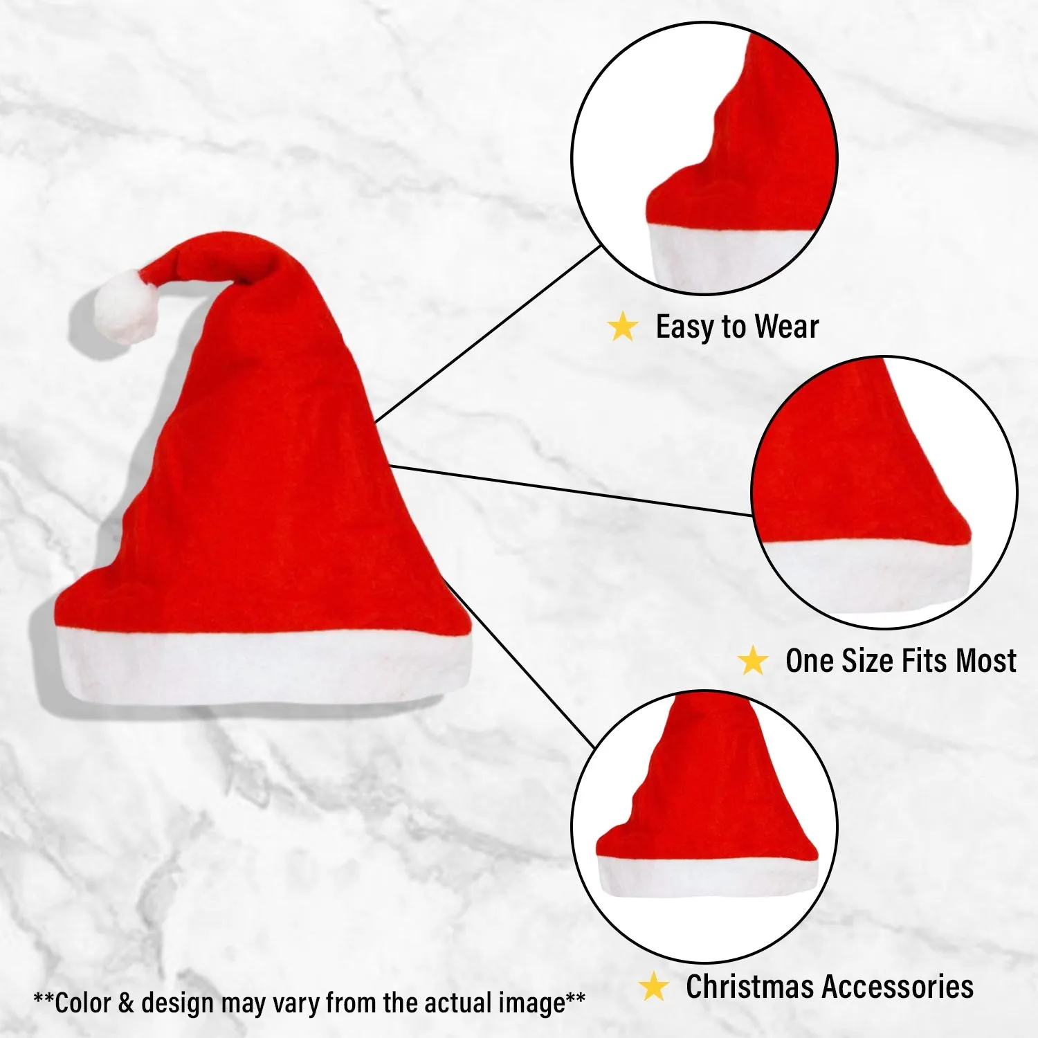 Christmas Santa Cap- Pack of 2- Red Color