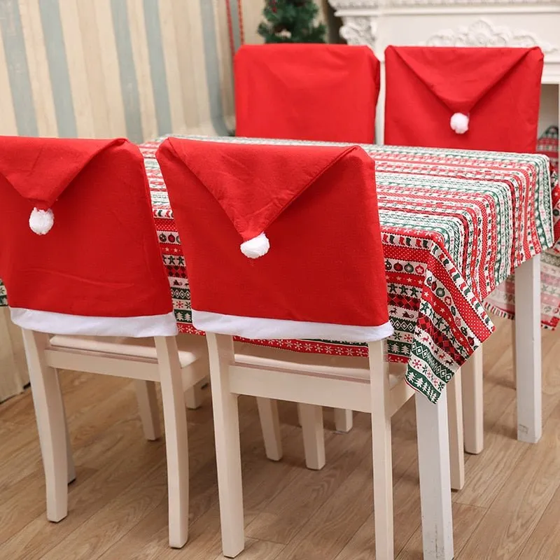 Christmas Santa Hat Chair Covers - Festive Chair Elegance ( 2 pcs )