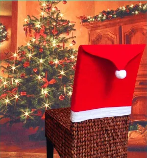 Christmas Santa Hat Chair Covers - Festive Chair Elegance ( 2 pcs )