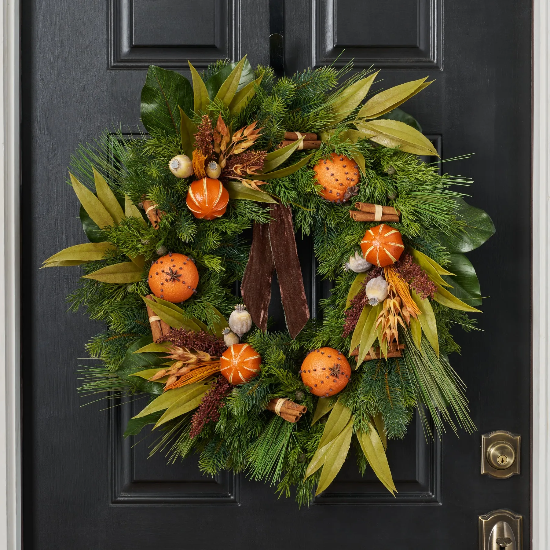 Citrus Spice Christmas Front Door Wreath Winter Mantel Decor - Available in 2 Sizes
