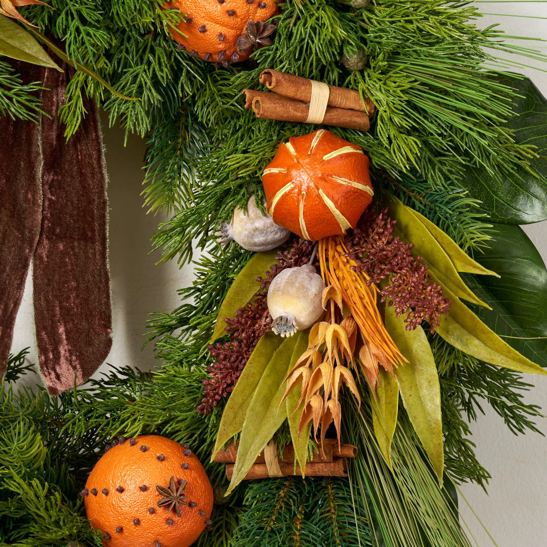 Citrus Spice Christmas Front Door Wreath Winter Mantel Decor - Available in 2 Sizes