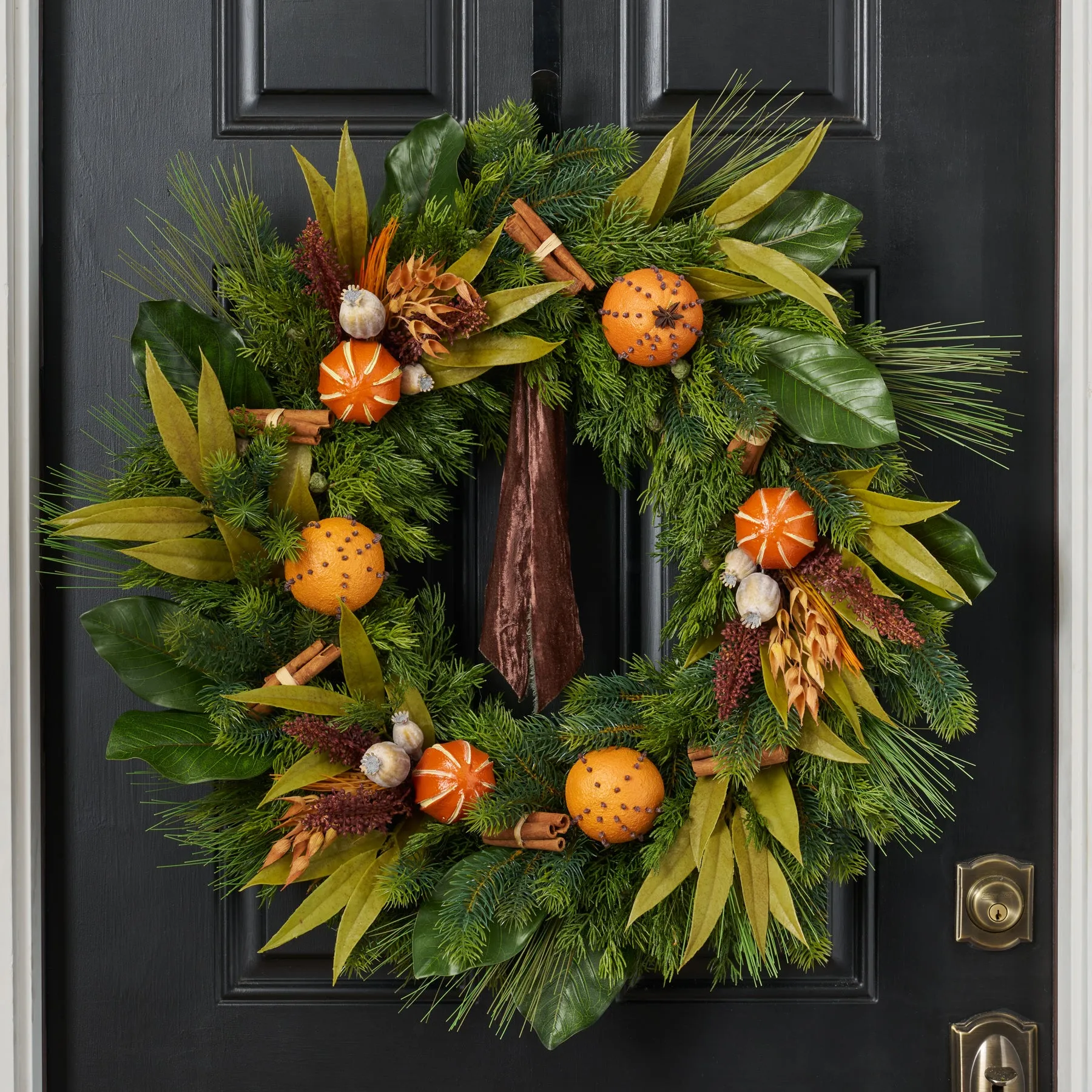 Citrus Spice Christmas Front Door Wreath Winter Mantel Decor - Available in 2 Sizes