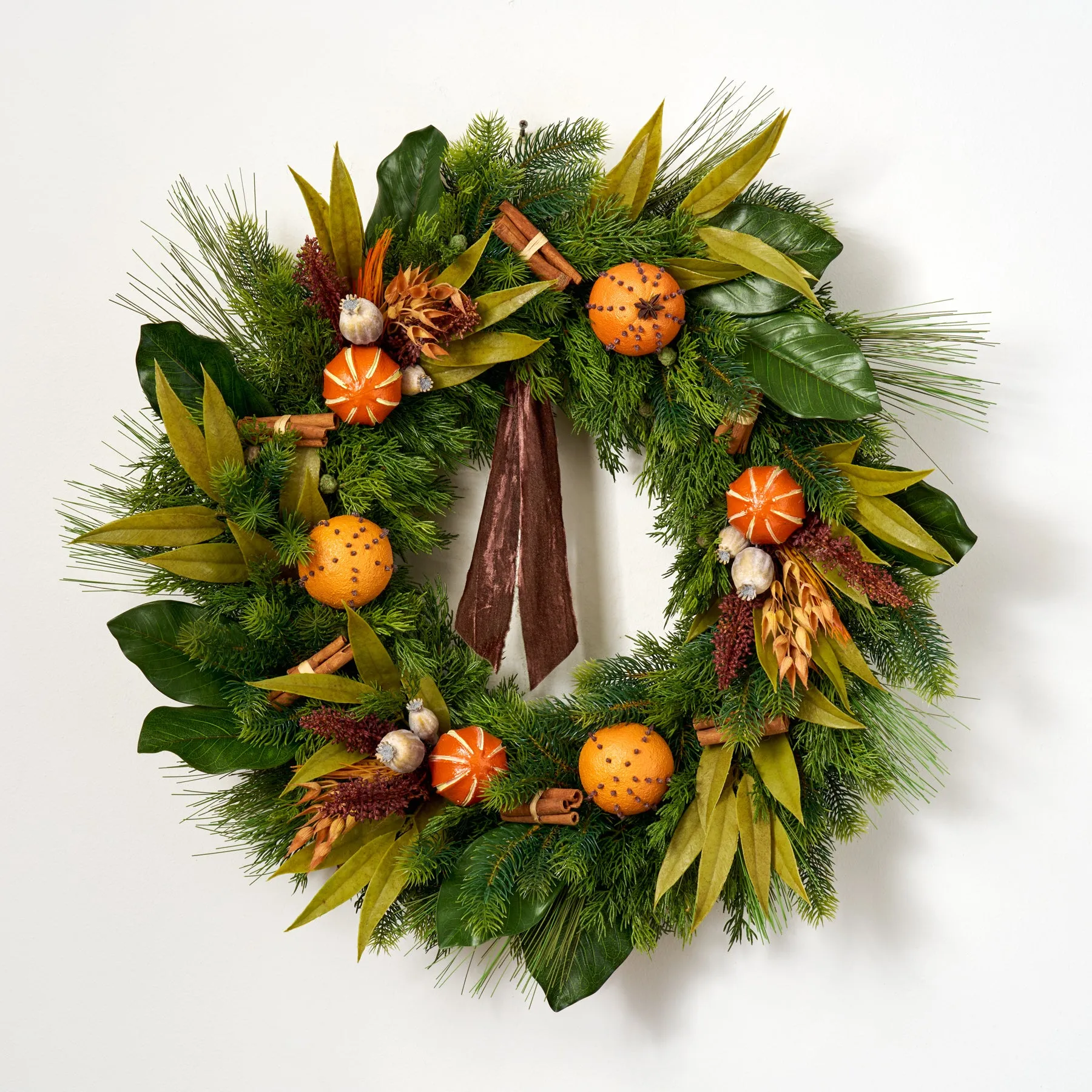 Citrus Spice Christmas Front Door Wreath Winter Mantel Decor - Available in 2 Sizes