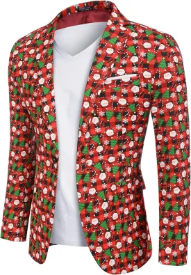 COOFANDY Men's Christmas Blazer Halloween Sport Coat One Button Christmas Suit Jacket Xmas Party Jackets Holiday Blazers
