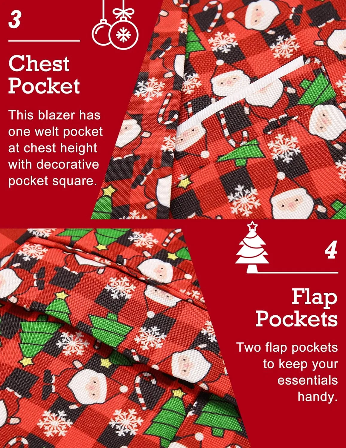 COOFANDY Men's Christmas Blazer Halloween Sport Coat One Button Christmas Suit Jacket Xmas Party Jackets Holiday Blazers