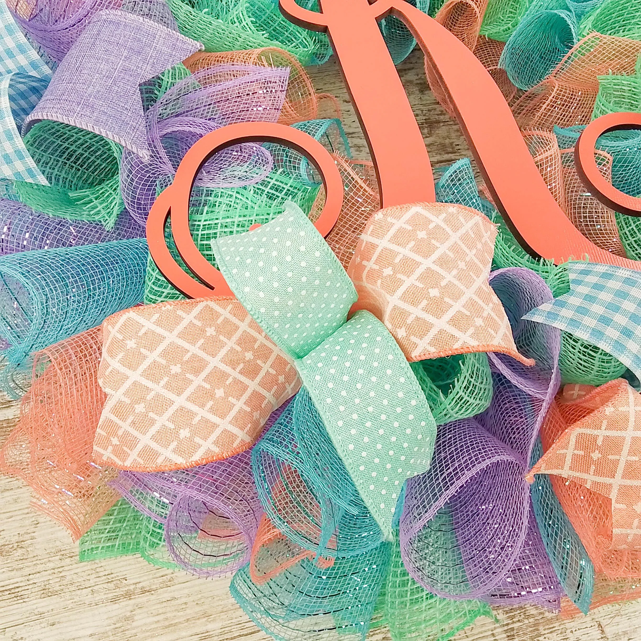 Coral Wreath, Mint Green Wreath for Front Door, Custom Spring Wreath