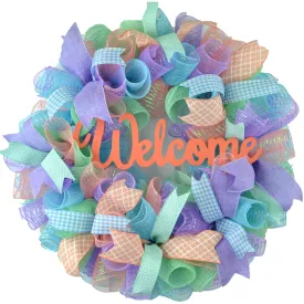 Coral Wreath, Mint Green Wreath for Front Door, Custom Spring Wreath