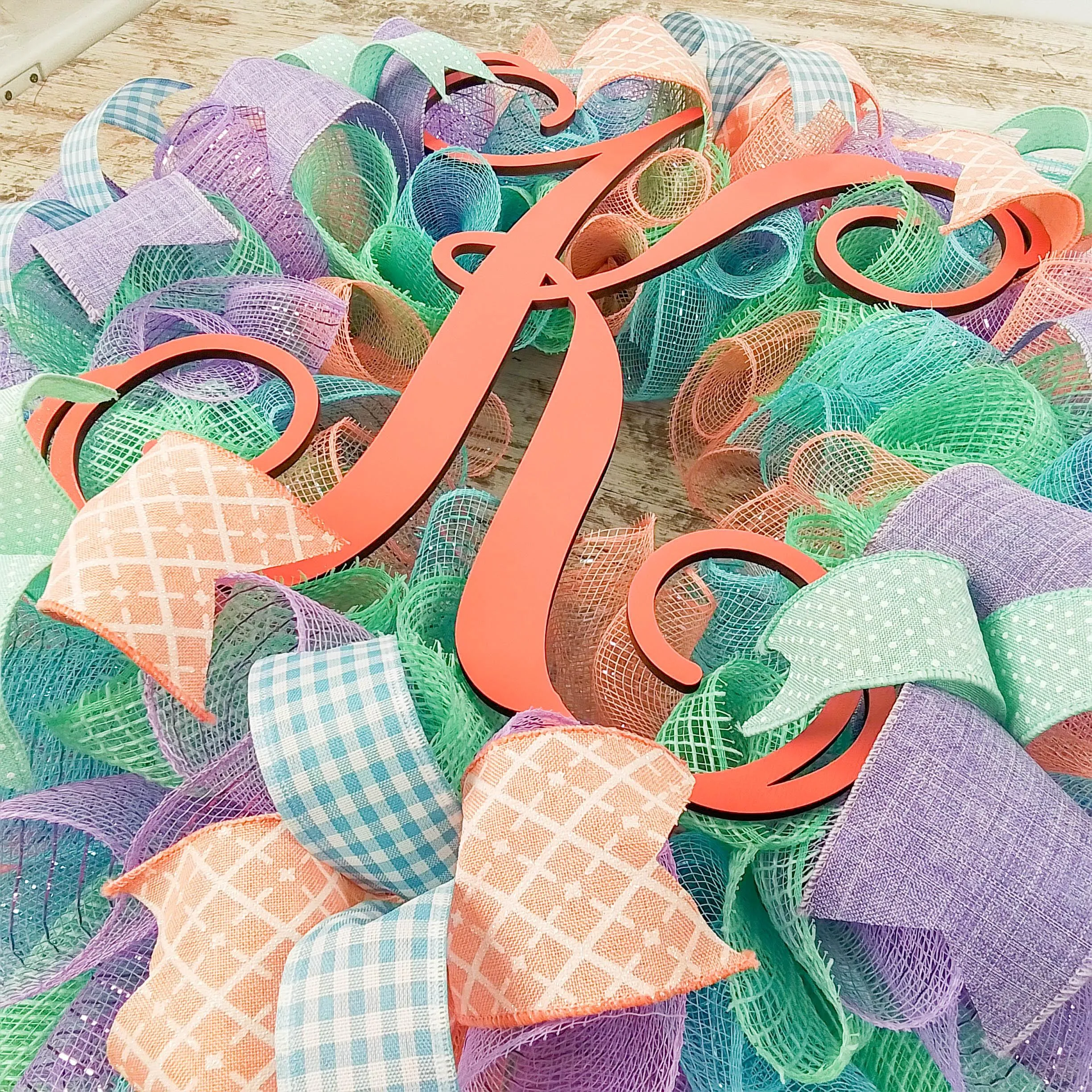 Coral Wreath, Mint Green Wreath for Front Door, Custom Spring Wreath