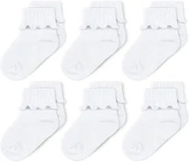 CozyWay Baby Ruffle Socks Baby Girl Turn Cuff Ankle Comfy Cotton Socks Infant - Multi Color - 6 Pack