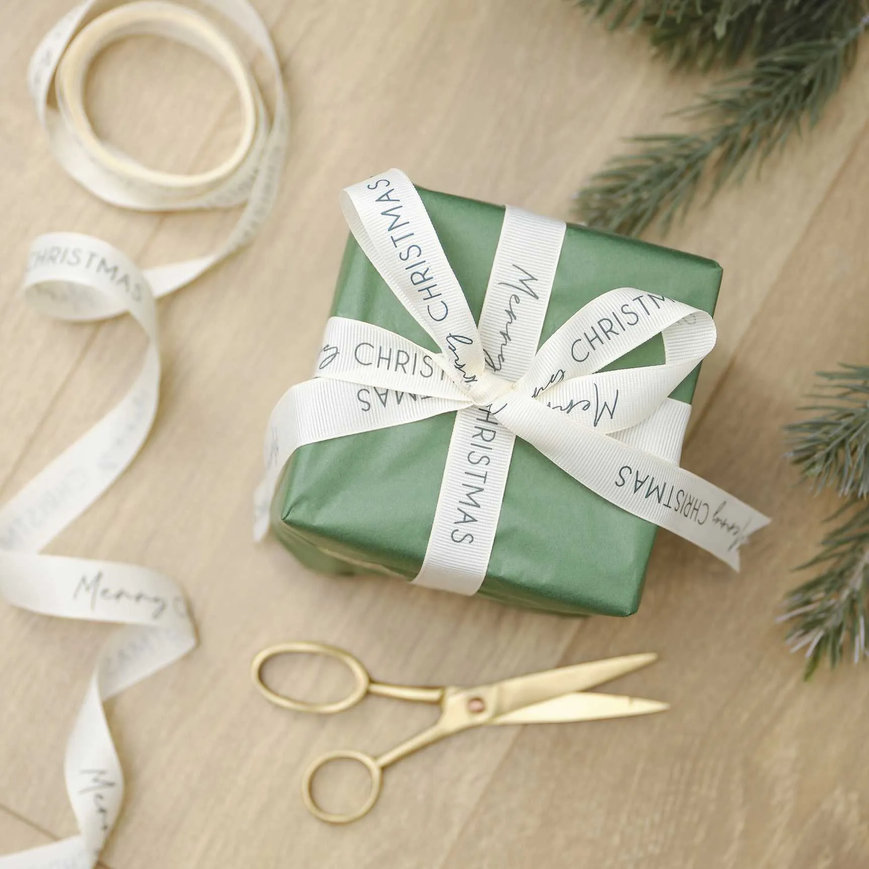 Cream Merry Christmas Ribbon - 5m