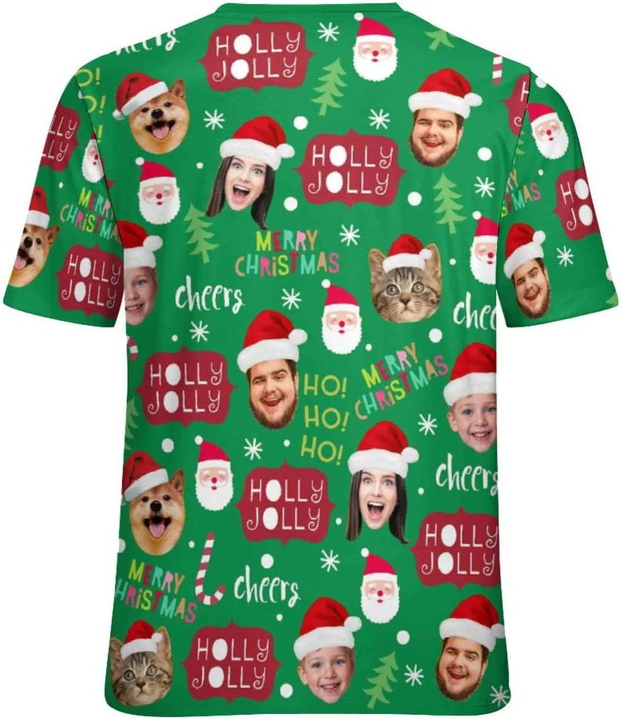 Custom Christmas Shirts for Men Women Family Matching Funny Faces Print Santa T-Shirts Personalized Tees
