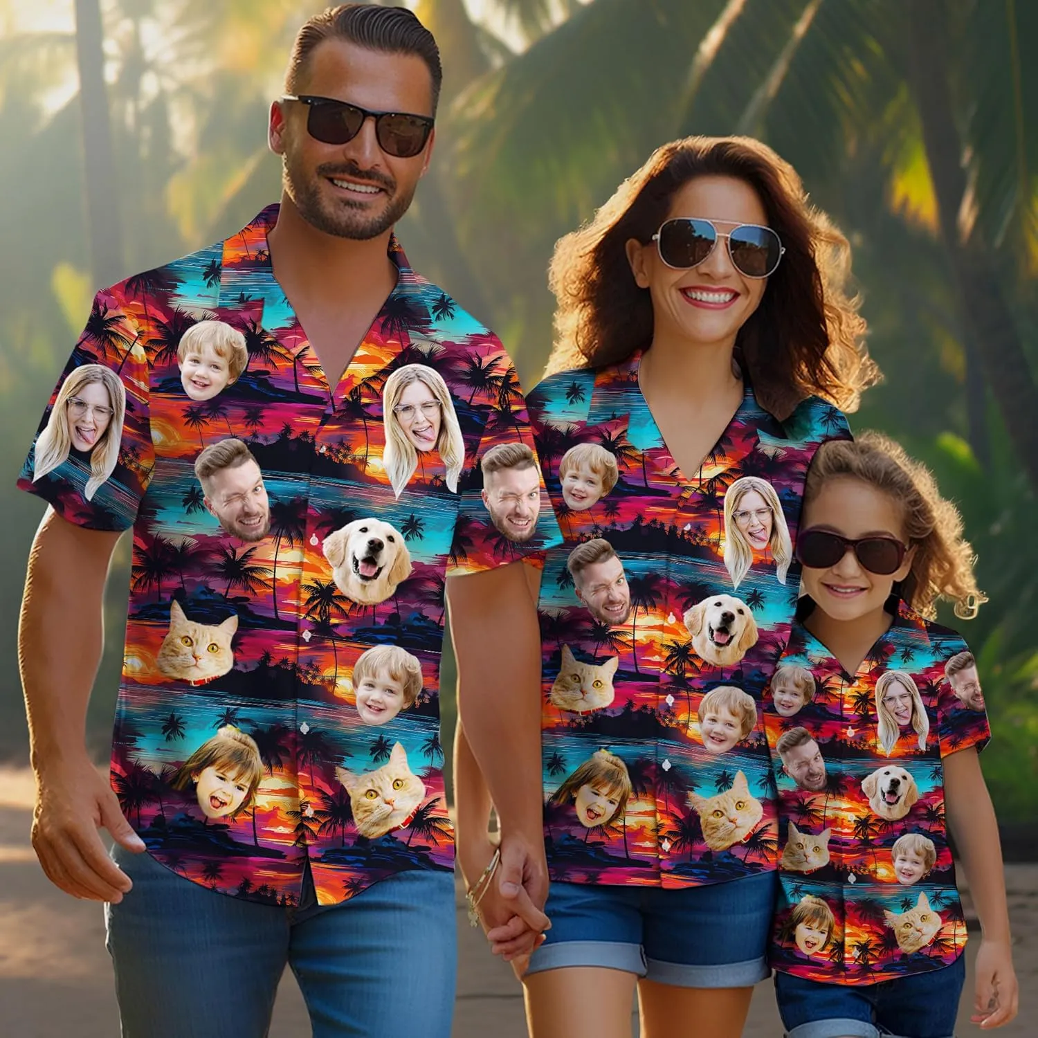 Custom Hawaiian Shirt with Face Photo Picture for Men Women Kids Youth Adult, Tropical Personalized Hawaiian Shirts Gift