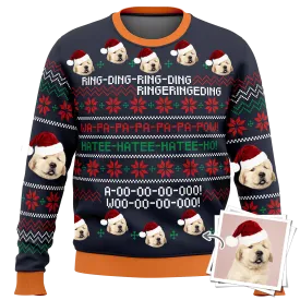 Custom Photo Dog Pet Ugly Christmas Sweater Ring Ding Ring Ding