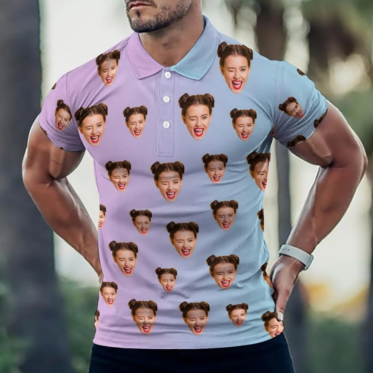 Custom Polo Shirts for Men Personalized Face Golf Shirts Men's Funny Customized Logo Photo Bowling Polo Shirt for Him