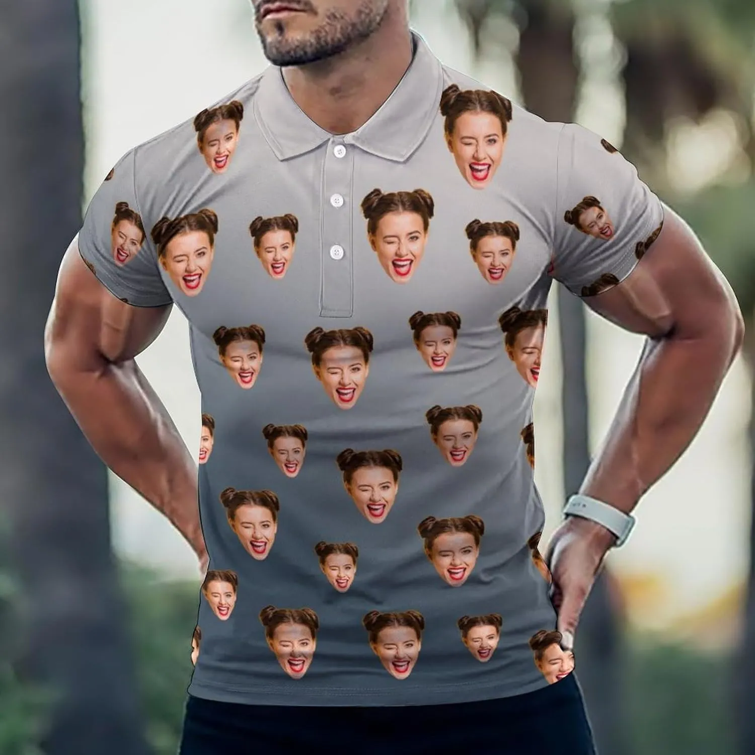 Custom Polo Shirts for Men Personalized Face Golf Shirts Men's Funny Customized Logo Photo Bowling Polo Shirt for Him