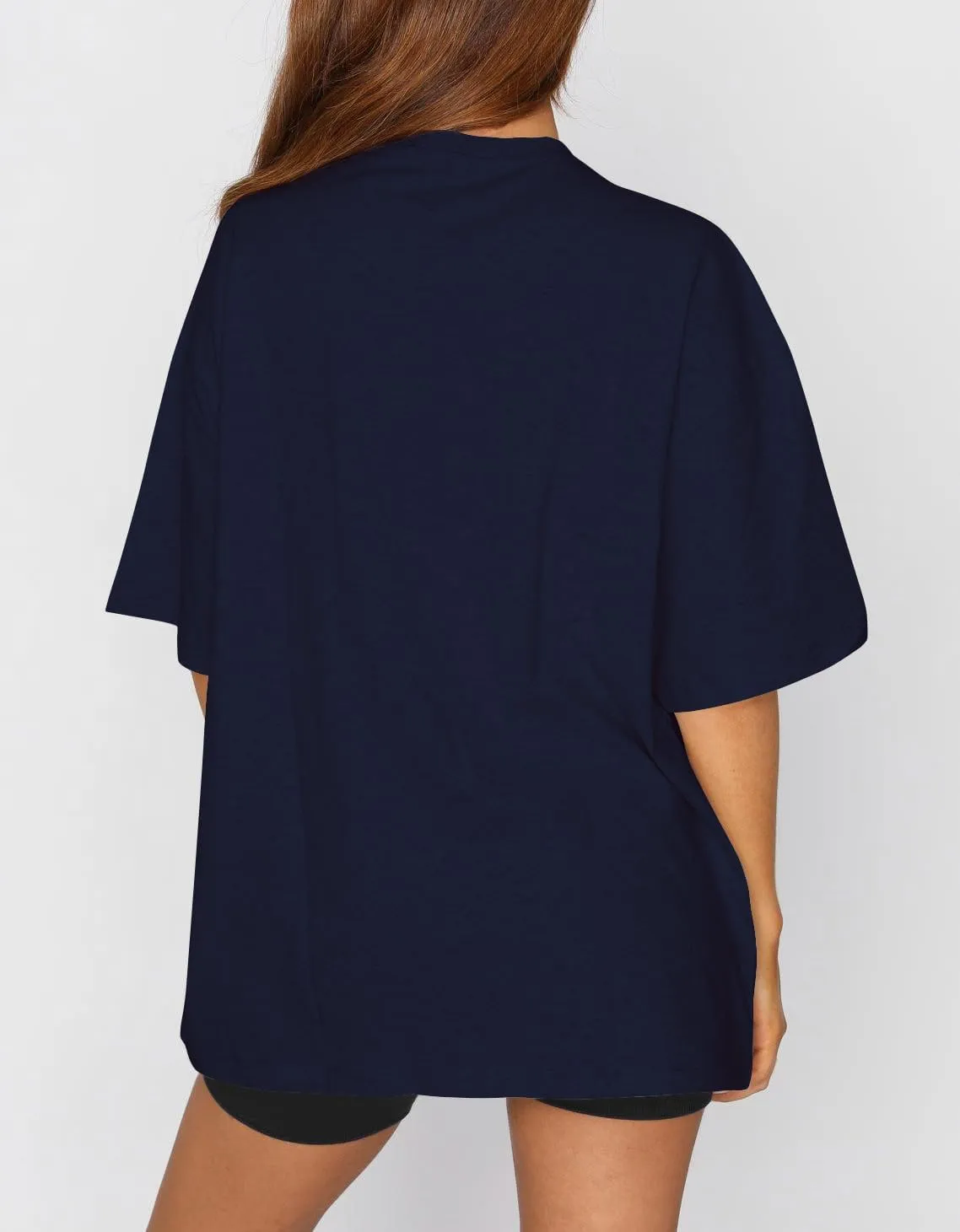 Dressmine Womens USA Oversized T-Shirts Summer Round Neck Short Sleeve Shirts Cute Print Graphic Tees