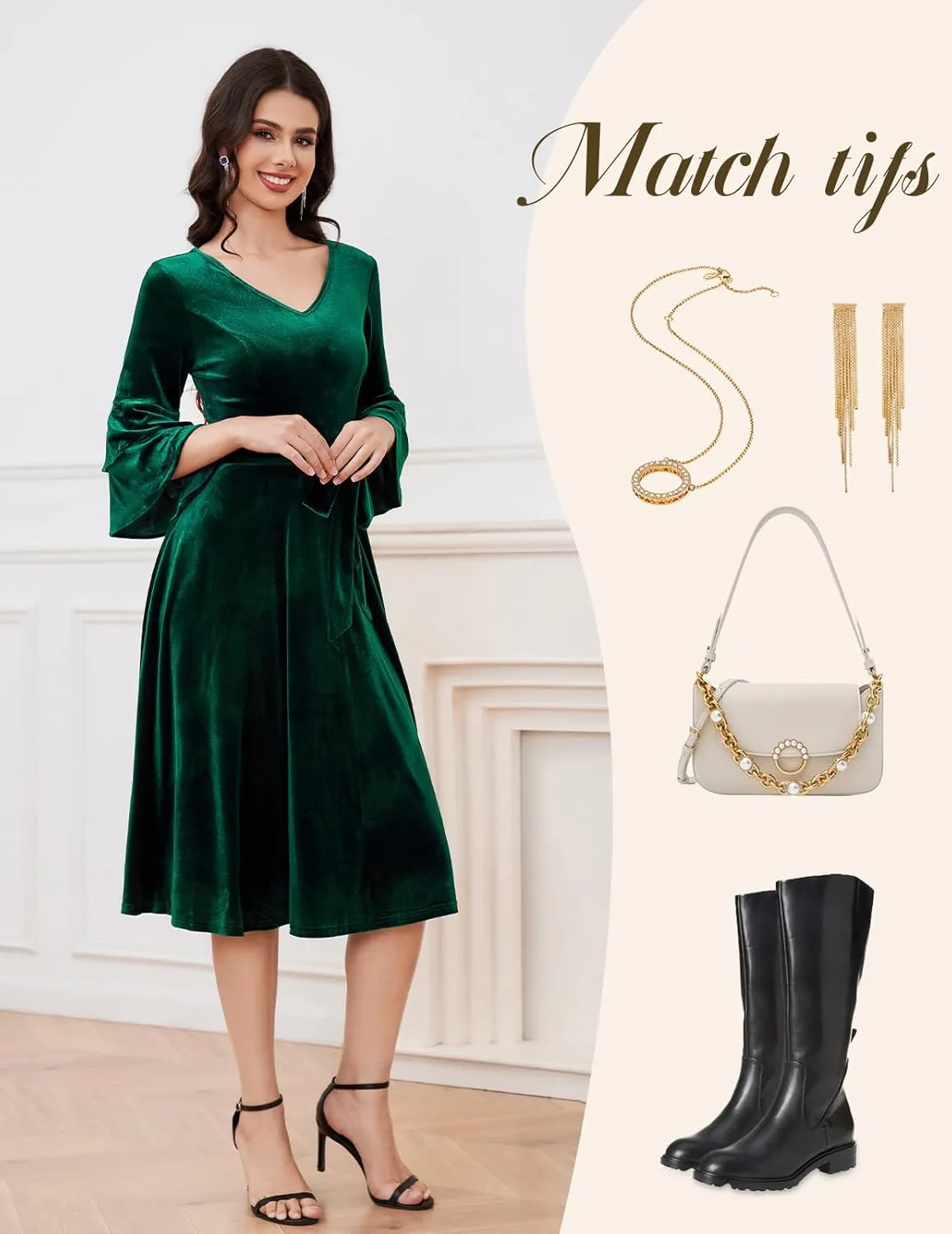 DRESSTELLS Velvet Cocktail Dress for Women, 2024 Christmas Holiday Party Long Sleeve Velour Dresses