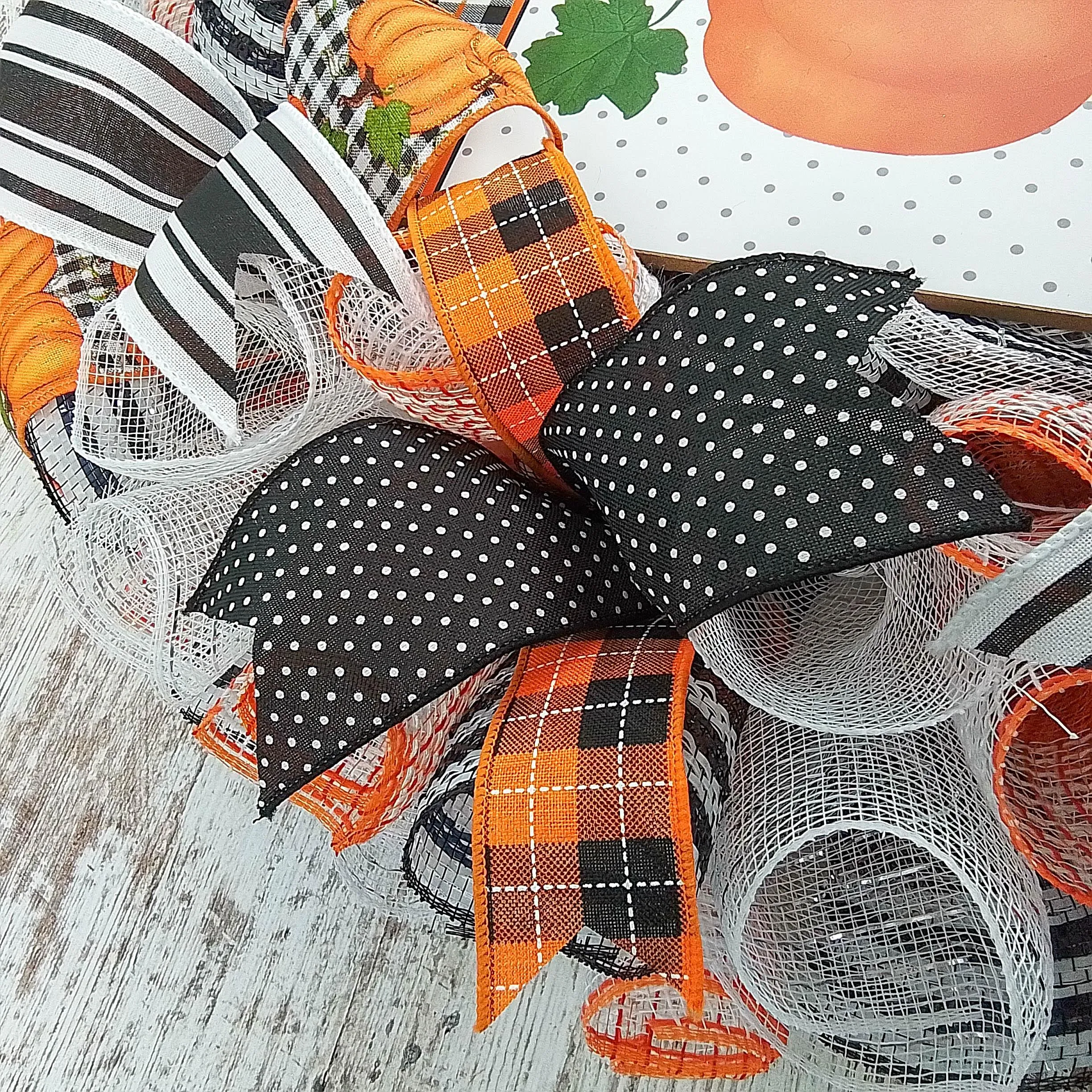 Fall Wreaths for Front Door, Buffalo Plaid Pumpkin