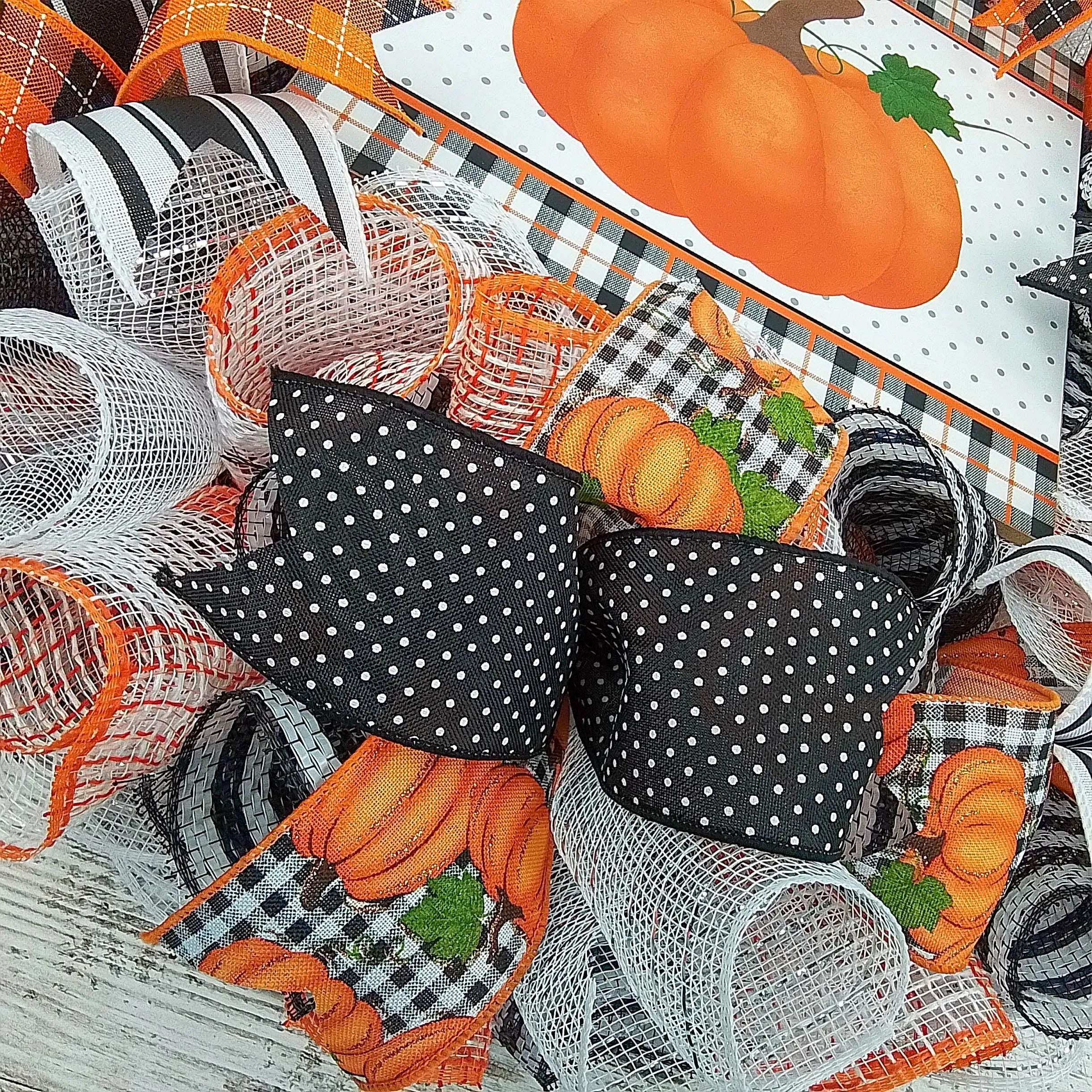 Fall Wreaths for Front Door, Buffalo Plaid Pumpkin