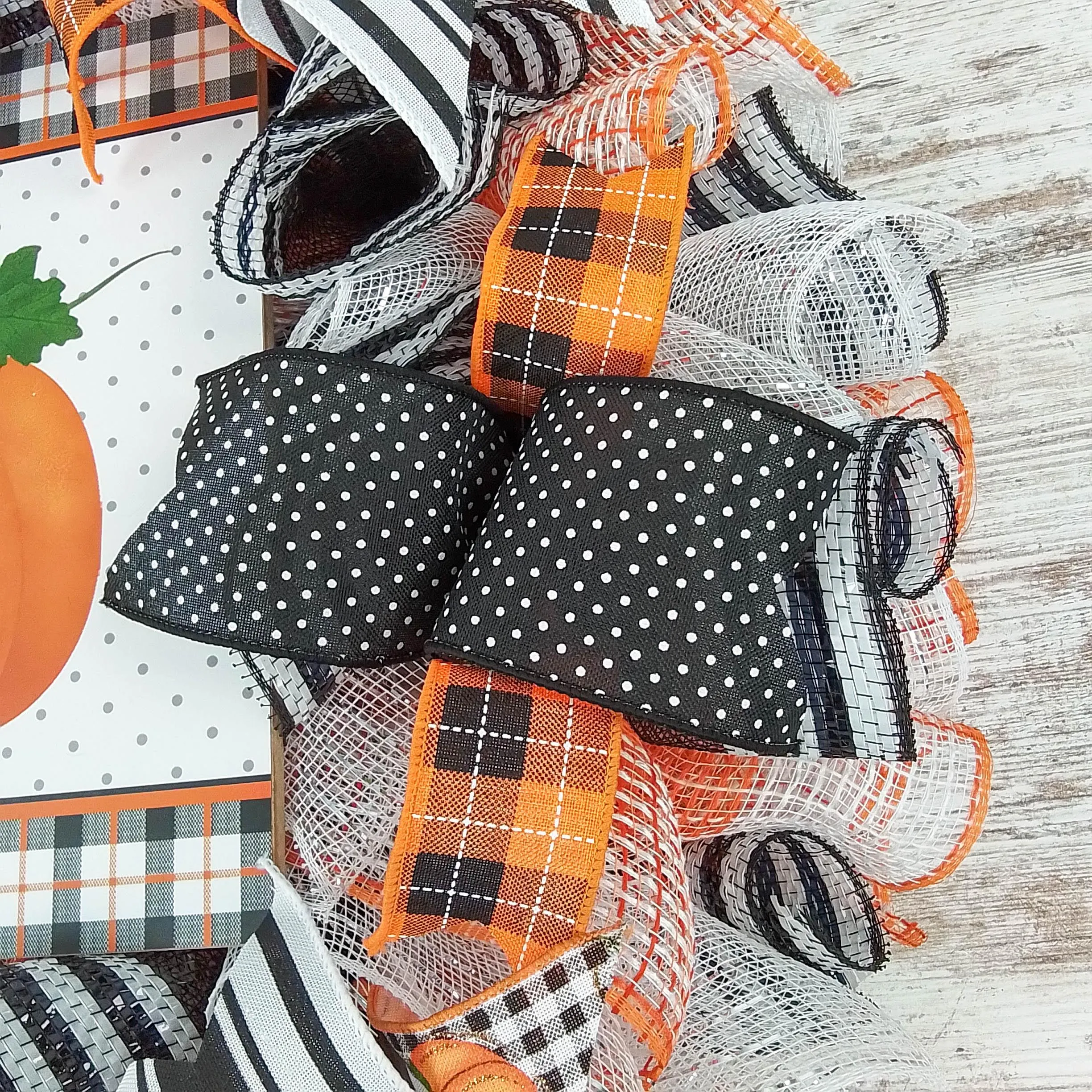 Fall Wreaths for Front Door, Buffalo Plaid Pumpkin
