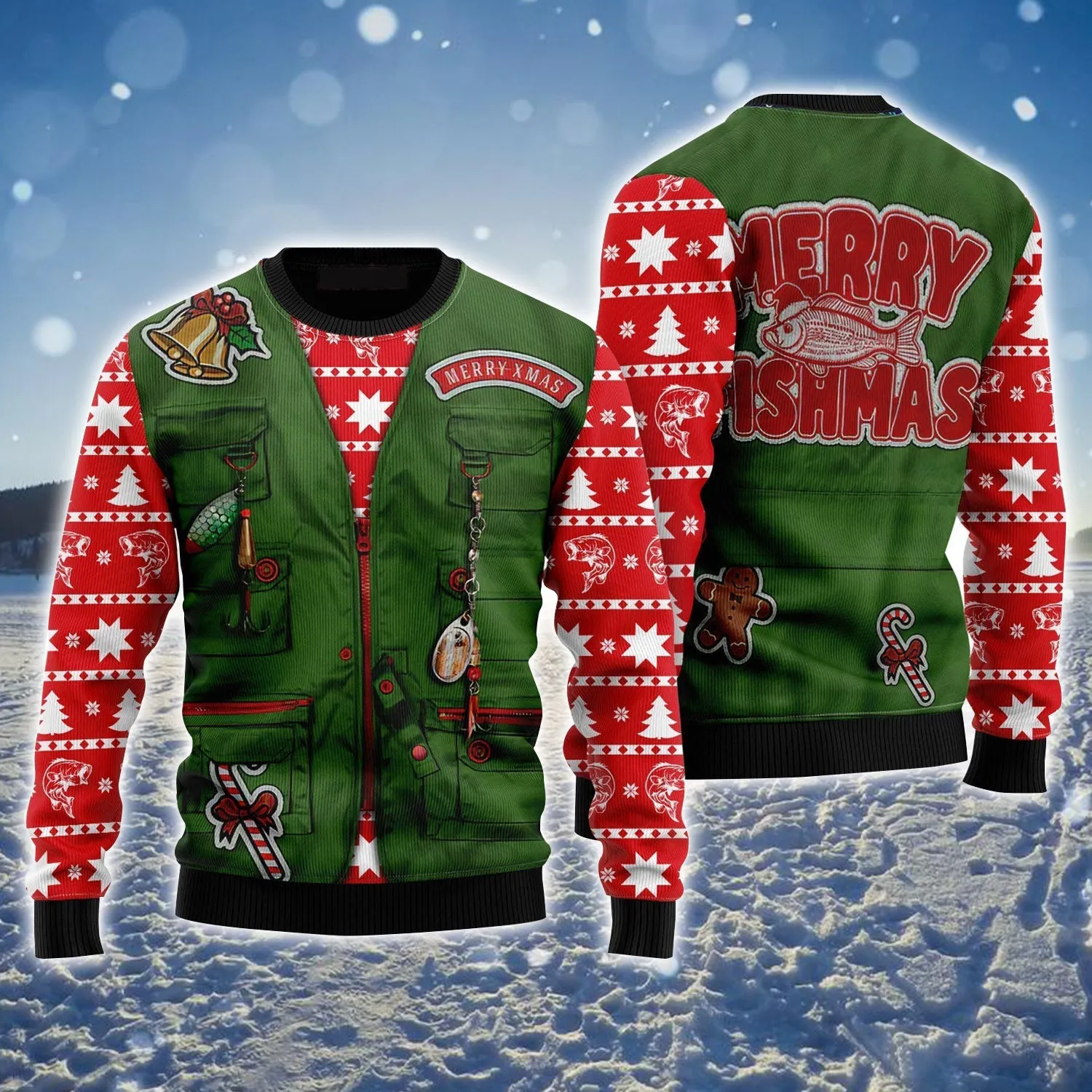 Fishing Christmas Ugly Christmas Sweater, Merry Fishmas Ugly Sweater For Men & Women - Perfect Gift For Christmas, Fishing Lovers