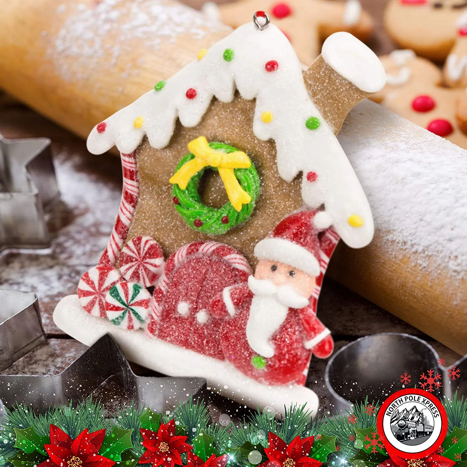 Gingerbread Claydough Cookie Christmas Ornament Pack - Man Boy Girl House Snowman