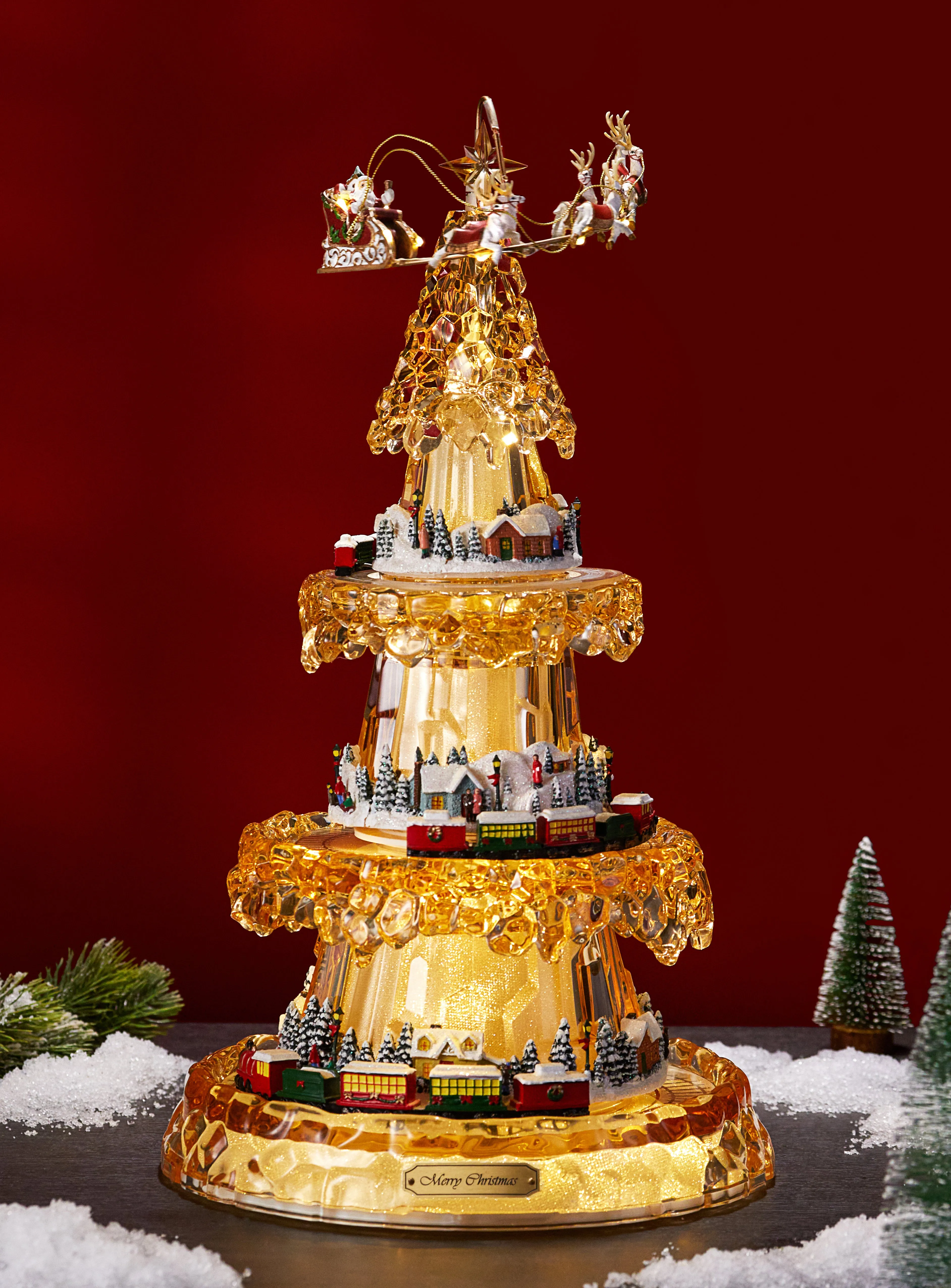 Gold Christmas Three-Tier Tree Village