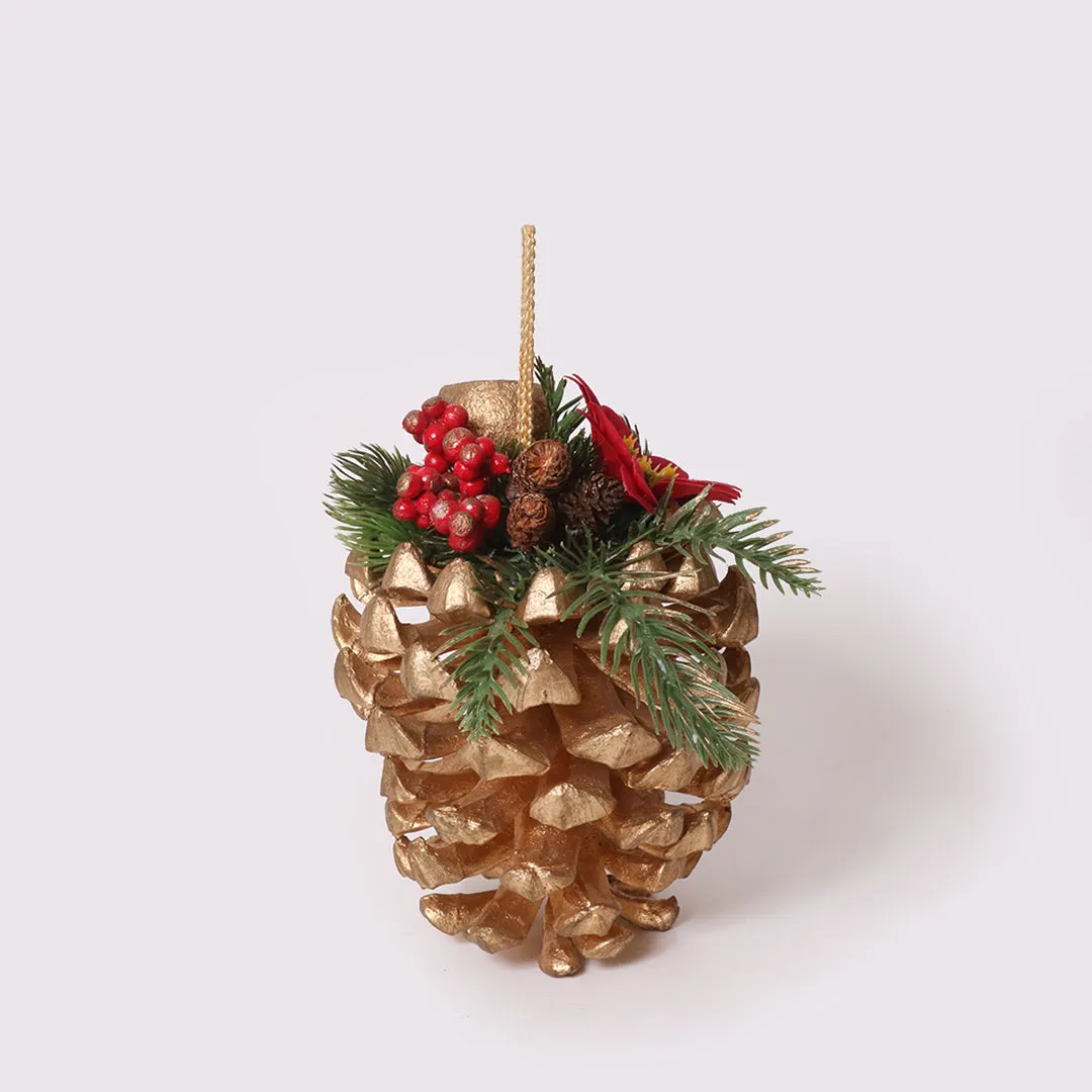 Golden Pine Cone X-mas Ornament
