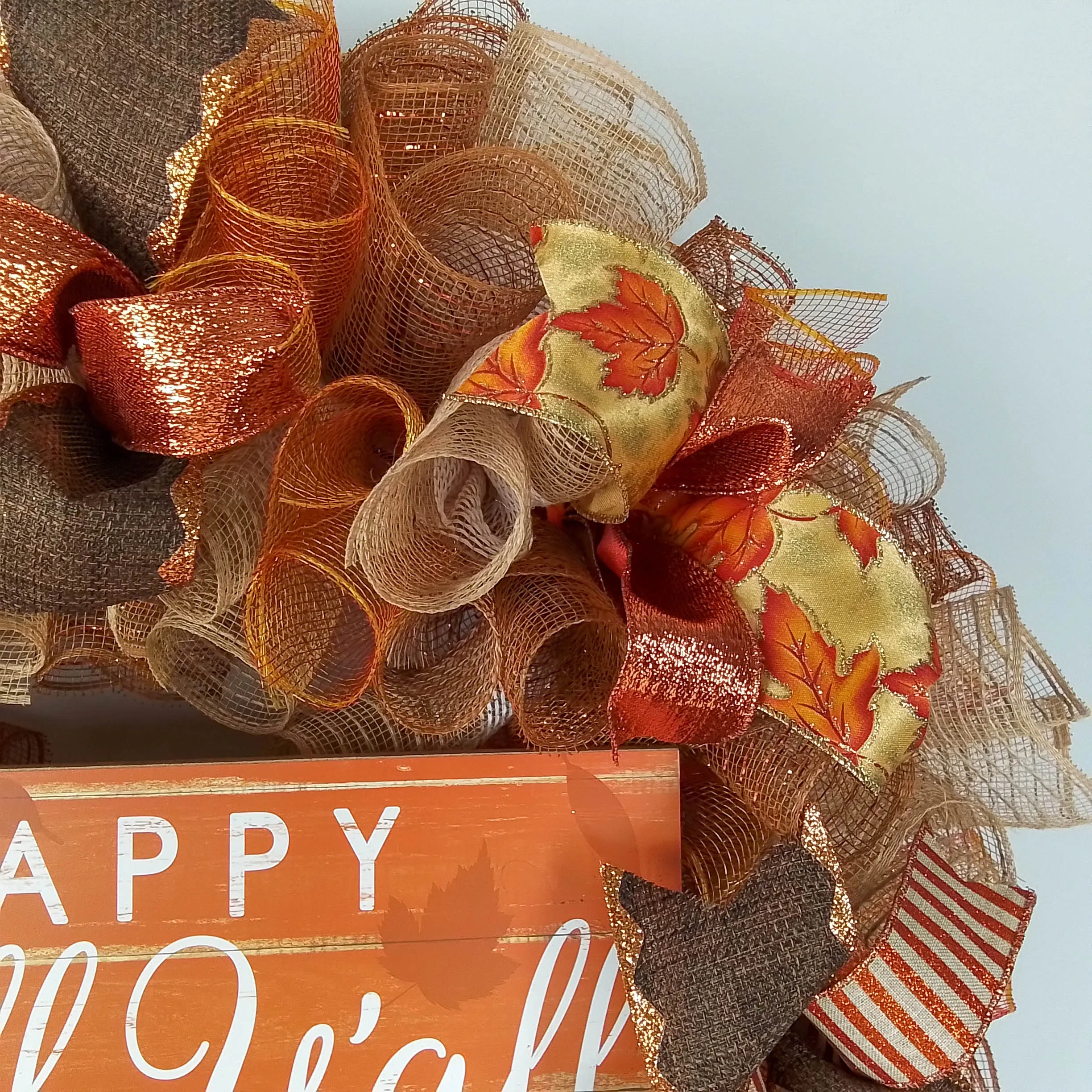 Happy Fall Y'all Wreath | Thanksgiving Deco Mesh Front Door Wreath