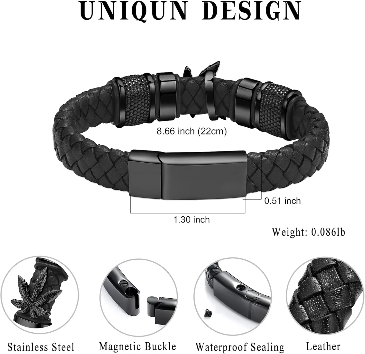 Hearbeingt Cremation Jewelry Urn Bracelet for Ashes for Women Men Keepsake Memorial Cuff Braided Leather Wristband Urn Bangle Bracelet for Ashes