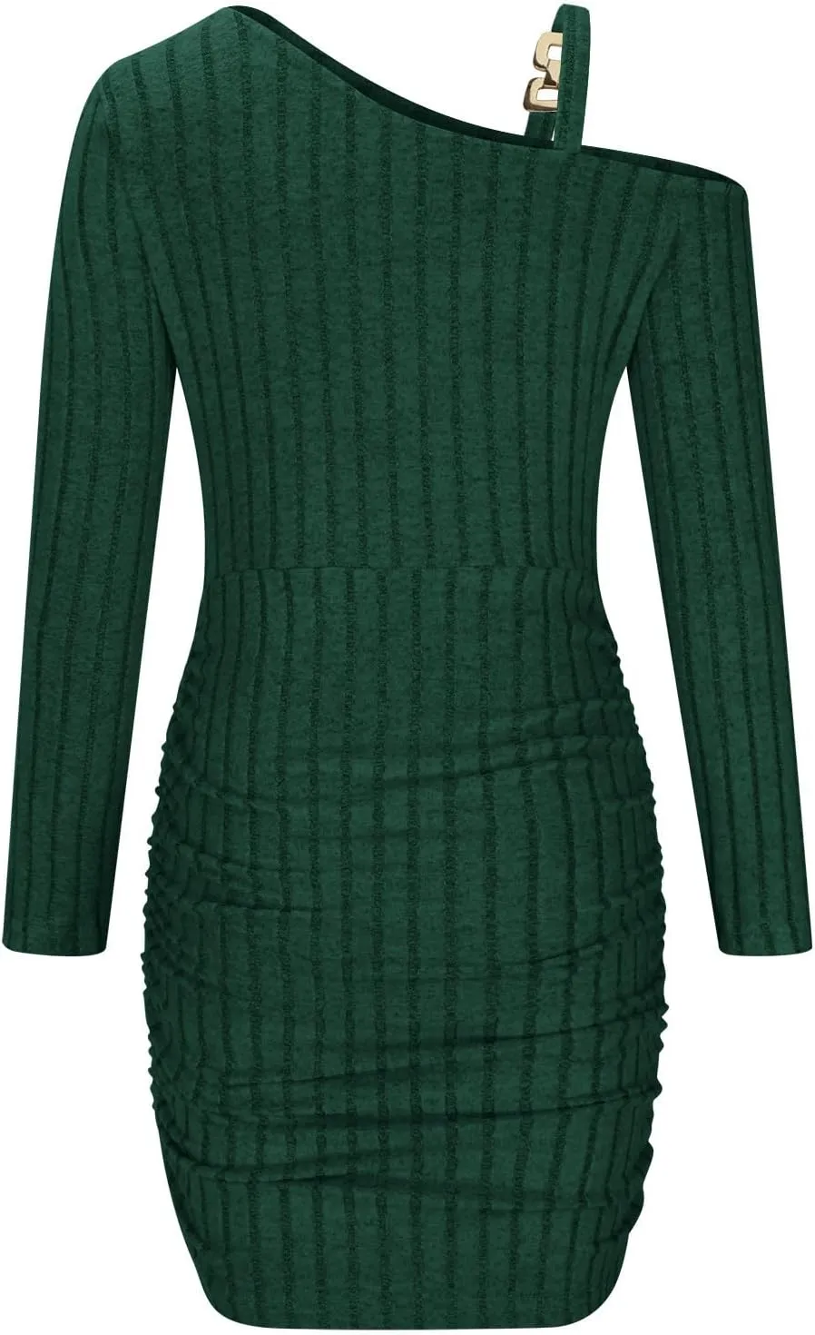 HGps8w Sweater Dress for Women Sexy Cold Shoulder Chain Strap Slim Fit Ribbed Knit Cocktail Party Bodycon Mini Dresses