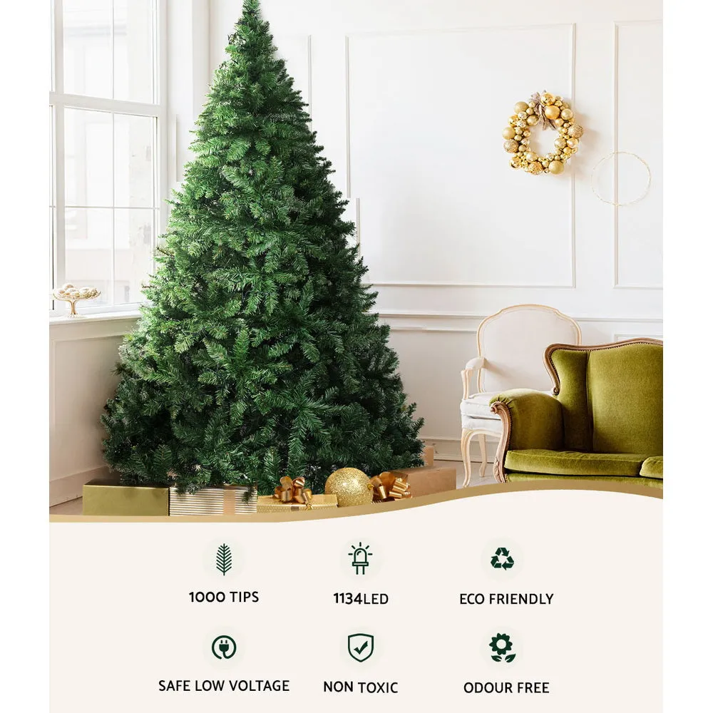Jollys Christmas Tree 2.1M With 1134 LED Lights Warm White Green