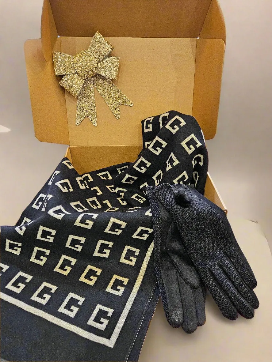 Joy Gift Box 🎁with designer inspired Cashmere scarf and Gloves. Tan Or Cream