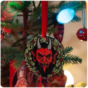 Krampus Wreath Metal Disc Christmas Tree Ornament