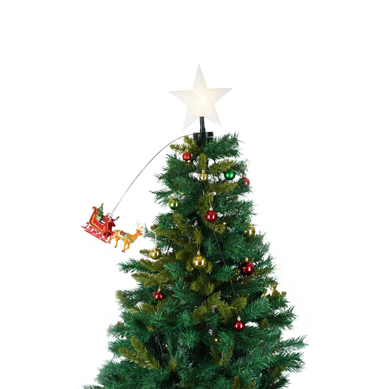 LED Moving Star Tree topper with Santa and Reindeer