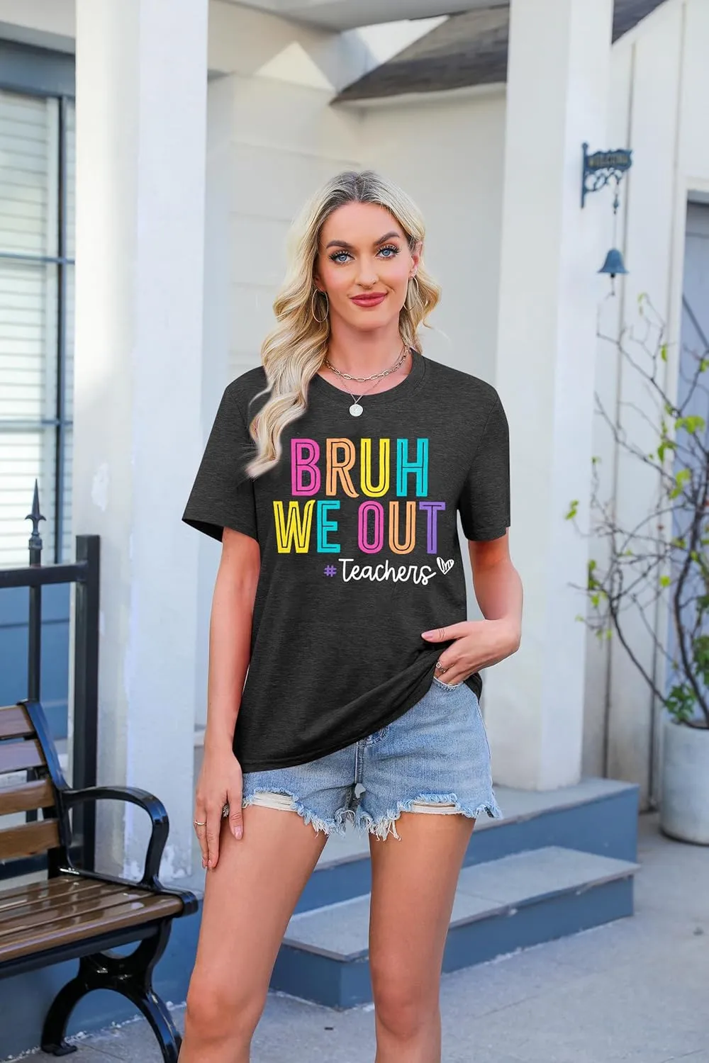 LUKYCILD Last Day of School Teacher ShirtWomen School Out for Summer Shirt Casual Short Sleeve Teacher Appreciation Gifts