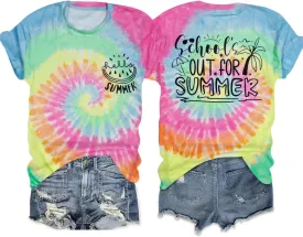 LUKYCILD Last Day of School Teacher ShirtWomen School Out for Summer Shirt Casual Short Sleeve Teacher Appreciation Gifts