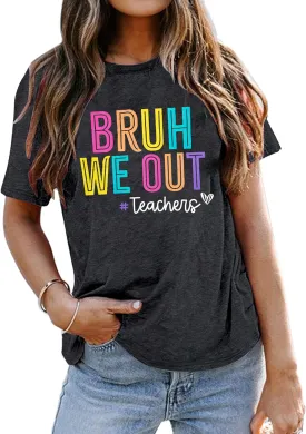 LUKYCILD Last Day of School Teacher ShirtWomen School Out for Summer Shirt Casual Short Sleeve Teacher Appreciation Gifts