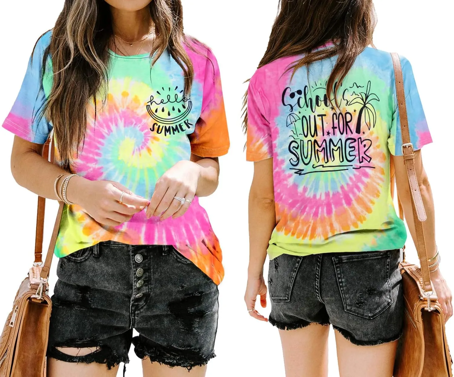 LUKYCILD Last Day of School Teacher ShirtWomen School Out for Summer Shirt Casual Short Sleeve Teacher Appreciation Gifts