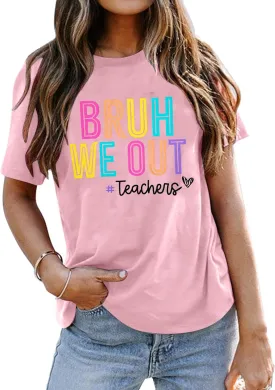 LUKYCILD Last Day of School Teacher ShirtWomen School Out for Summer Shirt Casual Short Sleeve Teacher Appreciation Gifts