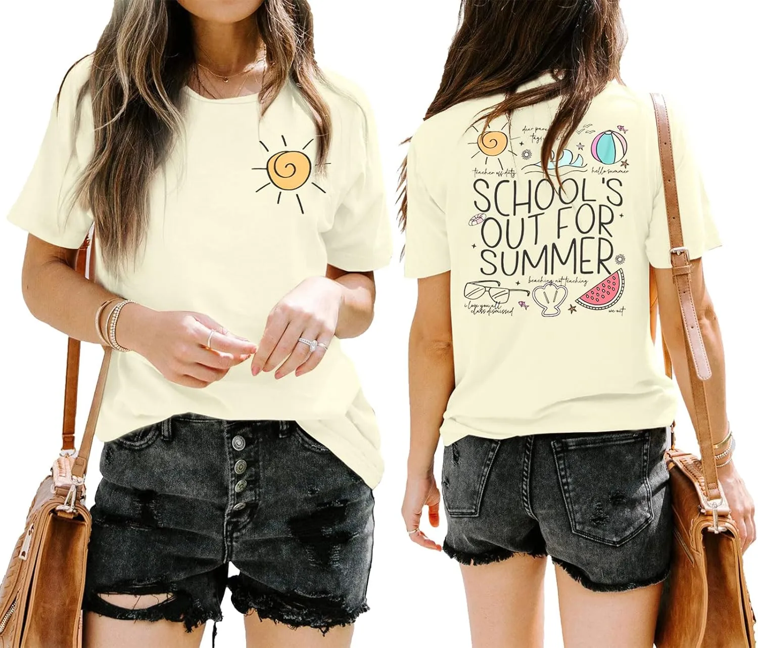 LUKYCILD Last Day of School Teacher ShirtWomen School Out for Summer Shirt Casual Short Sleeve Teacher Appreciation Gifts