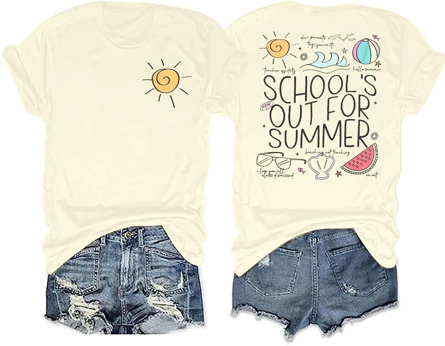 LUKYCILD Last Day of School Teacher ShirtWomen School Out for Summer Shirt Casual Short Sleeve Teacher Appreciation Gifts