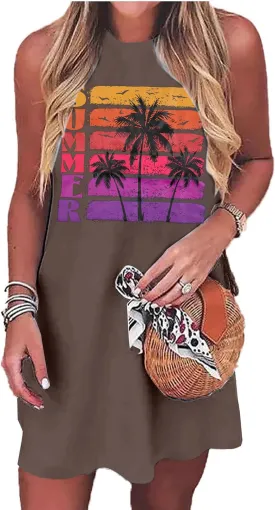 LUKYCILD Summer Dress Beach Dresses for Women Casual Mini Tank Sundresses Sleeveless Vacation Hawaiian Dresses