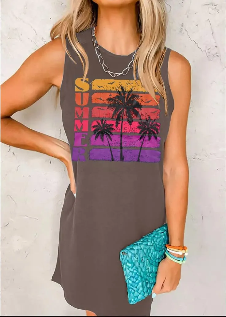LUKYCILD Summer Dress Beach Dresses for Women Casual Mini Tank Sundresses Sleeveless Vacation Hawaiian Dresses