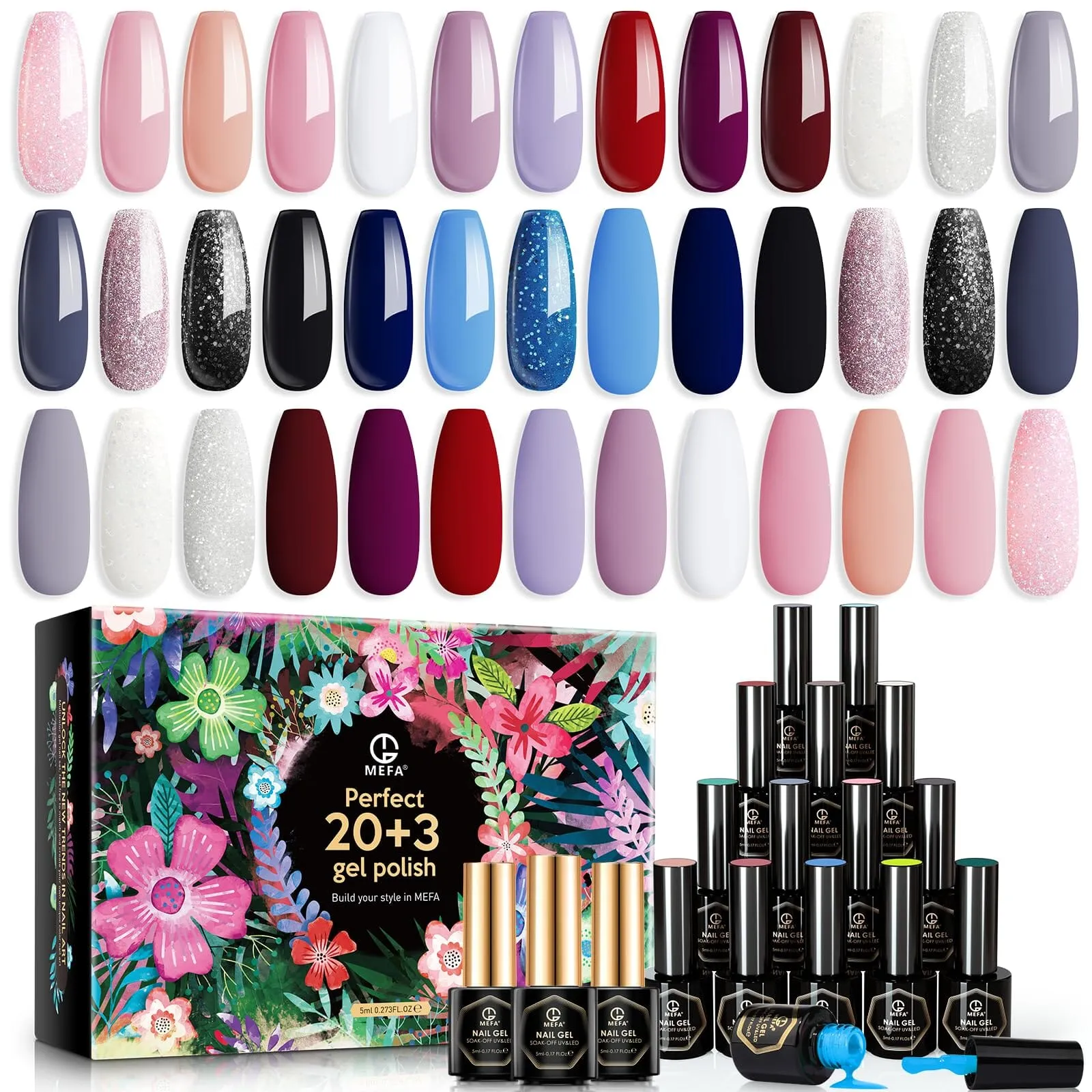 MEFA Gel Nail Polish Kit - 20 Colours | The Belief